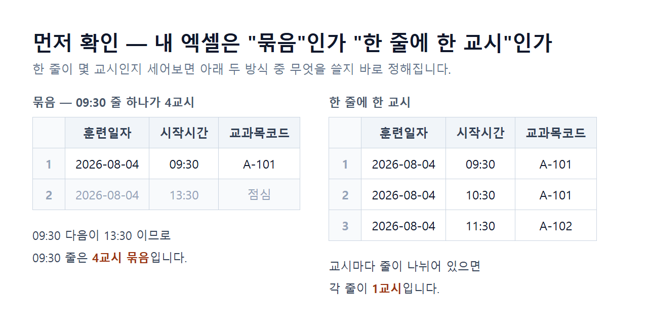 시간표 등록 10단계 화면
